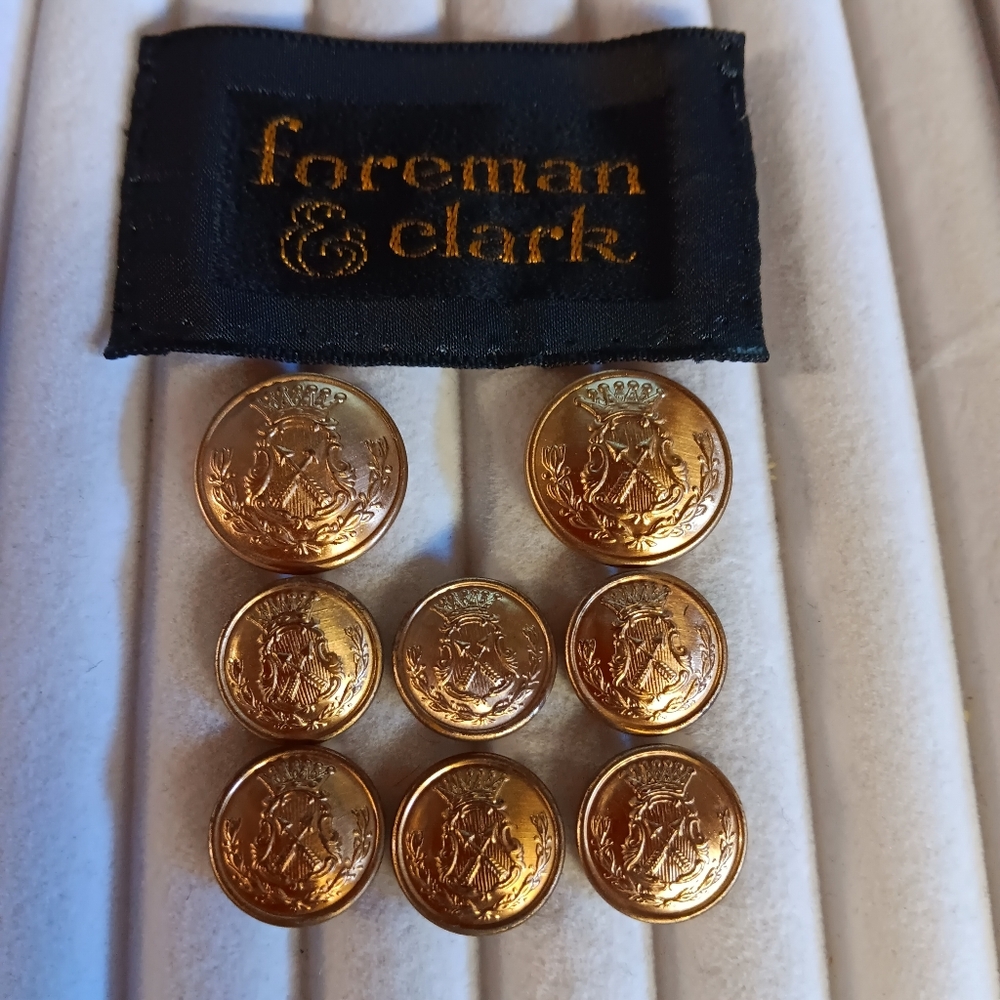 Foreman & Clark Gold Blazer Buttons 8 2-Large, 6 Smaller